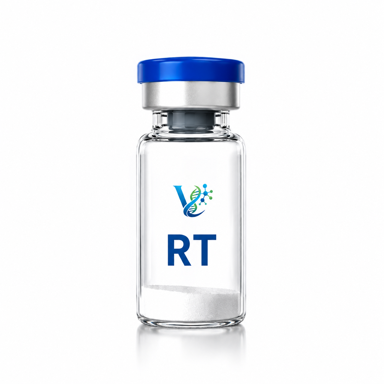 Research-grade lyophilized reagent vial labeled RT