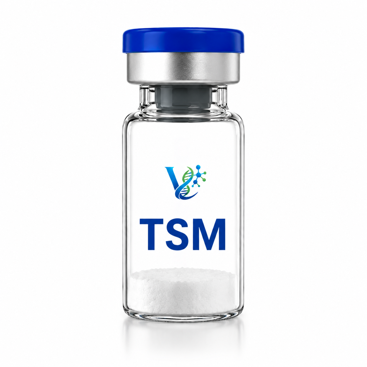 Research-grade lyophilized reagent vial labeled TSM